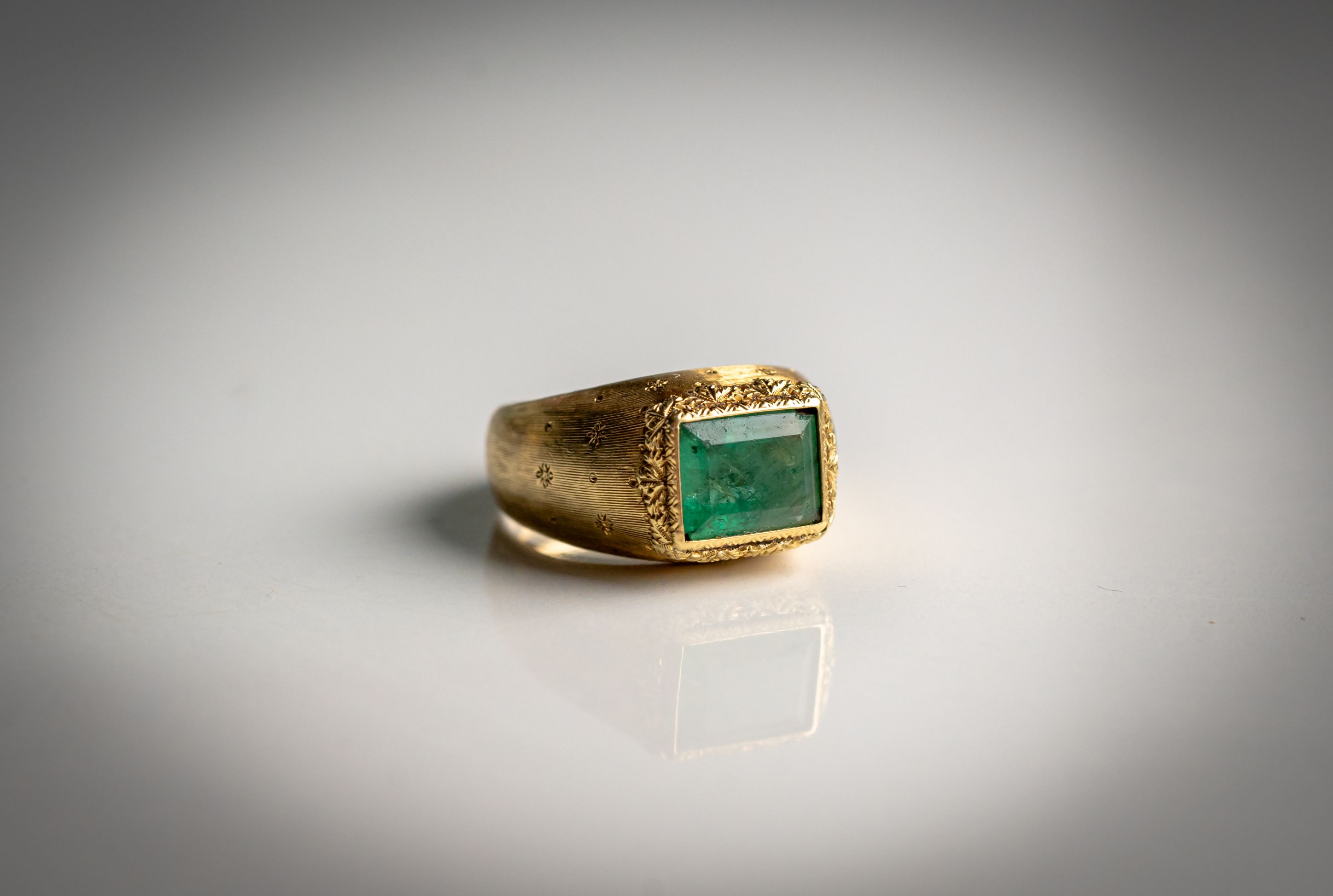Vintage gold ring in soft morning light
